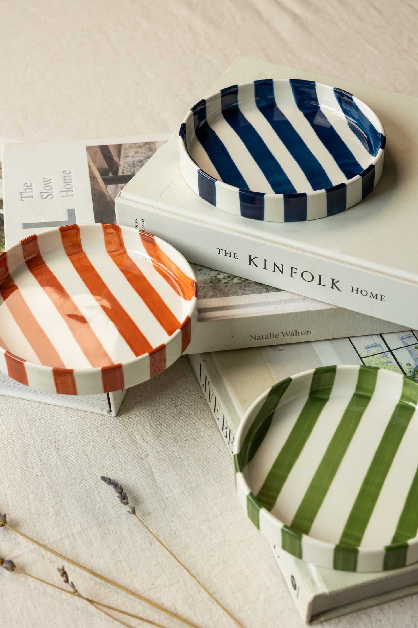 Olivia Striped Side Plate - Sage
