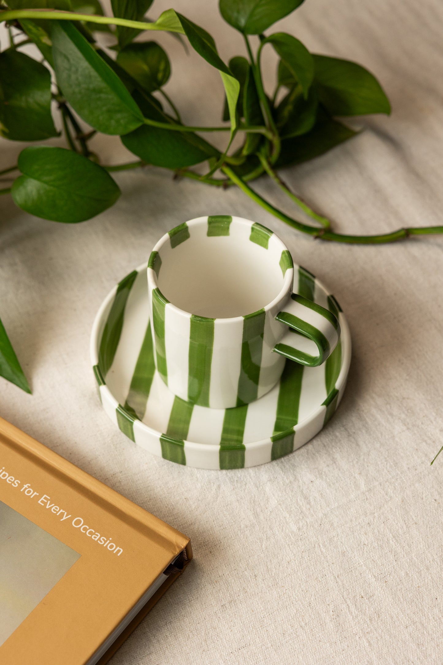 Olivia Striped Mug - Sage