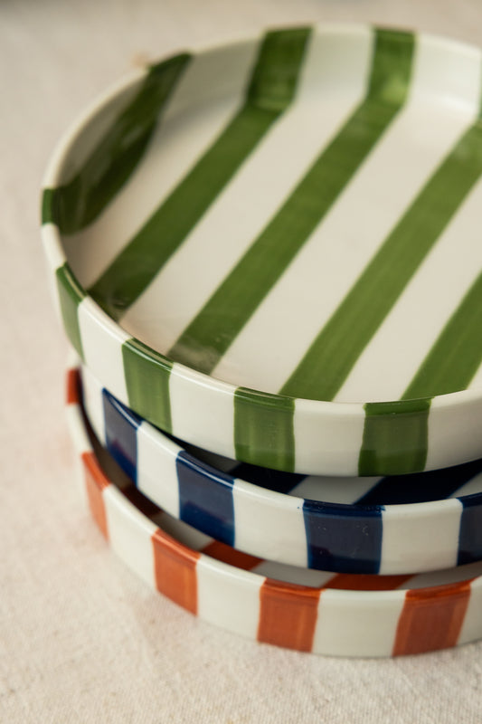 Olivia Striped Side Plate - Burnt Sienna