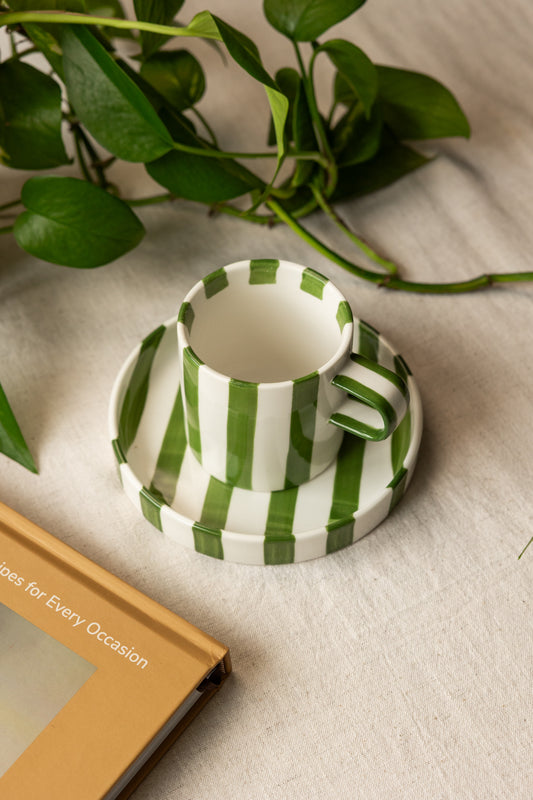 Olivia Striped Mug - Sage