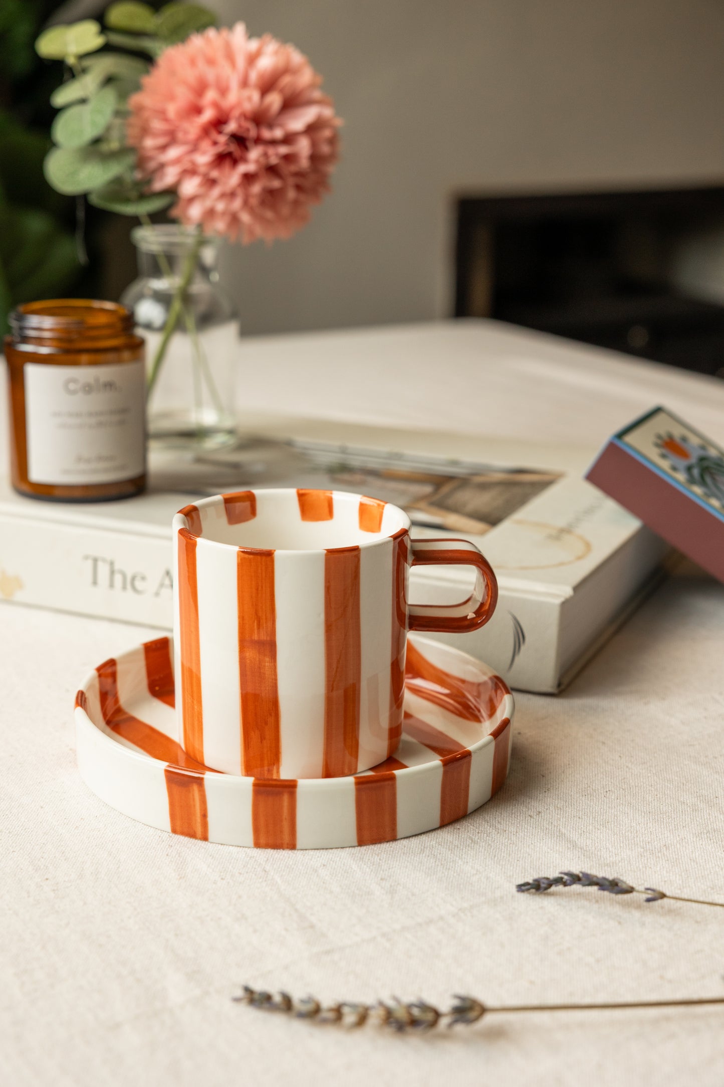 Olivia Striped Mug - Burnt Sienna